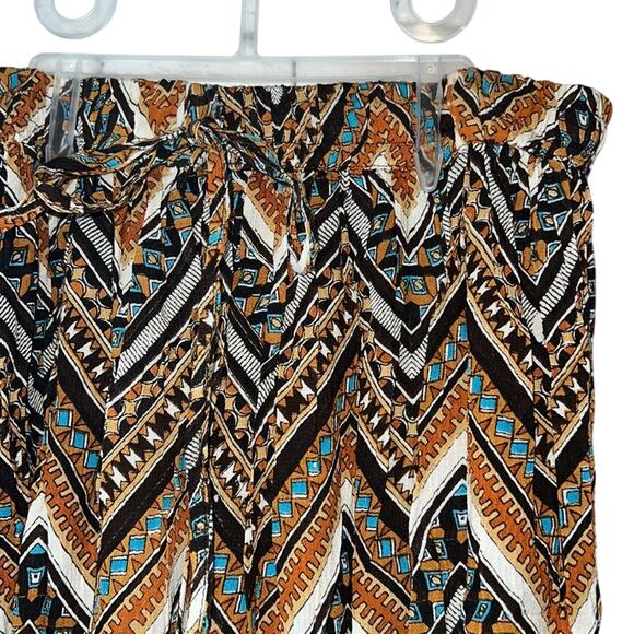 Surrale Ladies Brown & Gold Printed Maxi Skirt w/ Elastic Drawstring Waist, M! - Picture 3 of 4